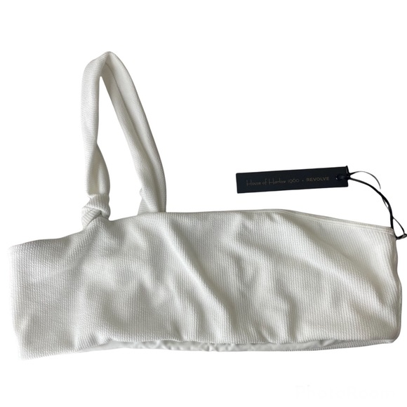 HOUSE OF HARLOW 1960 NWT X REVOLVE KNOT TIE RIBBED CROP WHITE TANK TOP XL - Picture 1 of 6